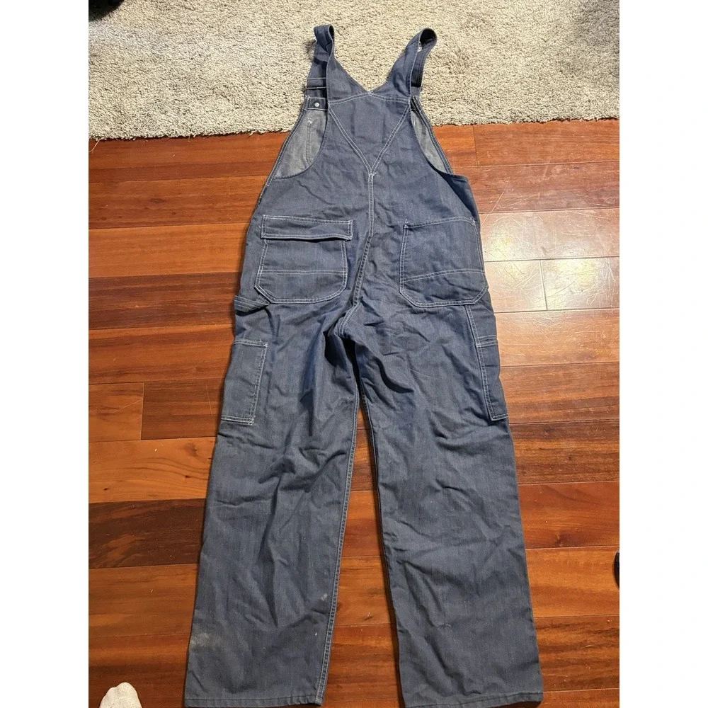 Vtg Sears Perma Prest Tri-Bend Carpenter Bib Overalls 36x30 Farmer Pants Union